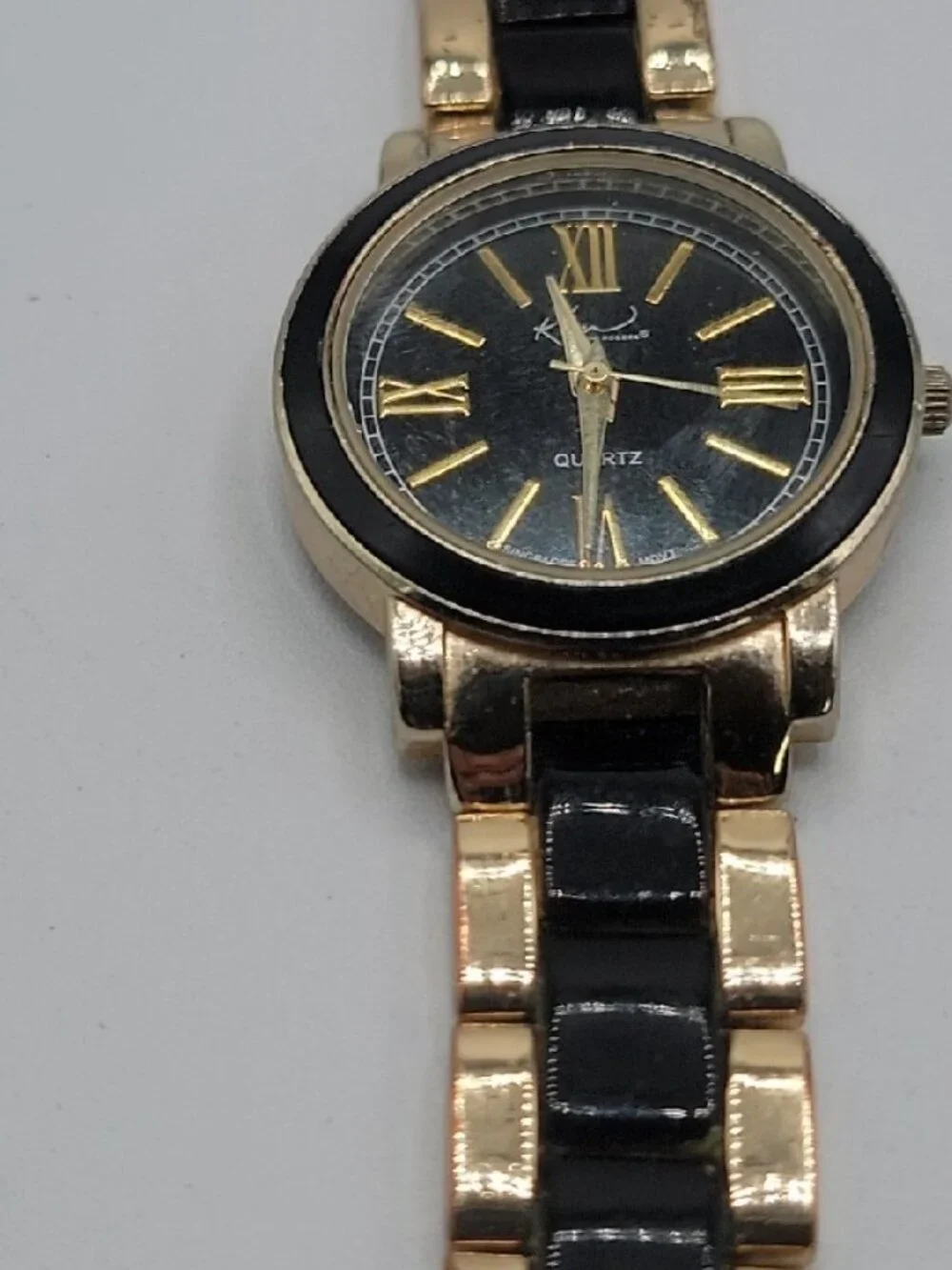 Kardashian Kollection Two-Tone Gold & Black Quartz Link Bracelet Watch - Tested